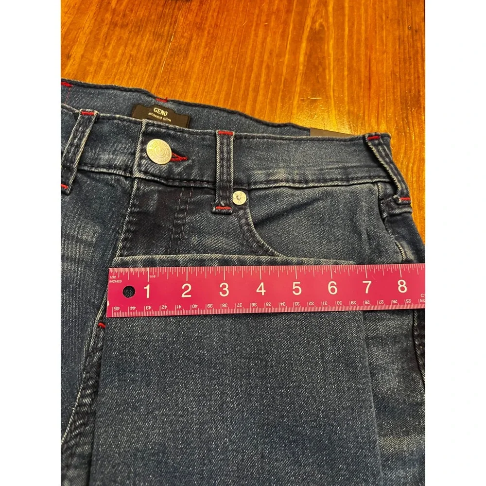 True Religion 30W 32L Geno Big T Flap Slim Mens Dark Shivering Wash New Red Stch